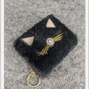 Kate Spade Brighton Lane Black Furry Cat Deni Wallet - Womens
